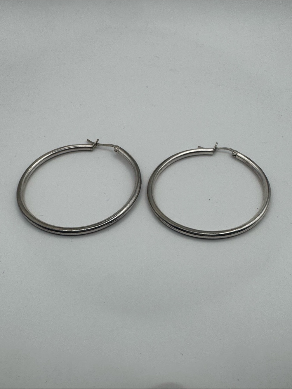 Sterling Silver 925 Hoop Earrings Latch Closure 2” Boho - Picture 3 of 7